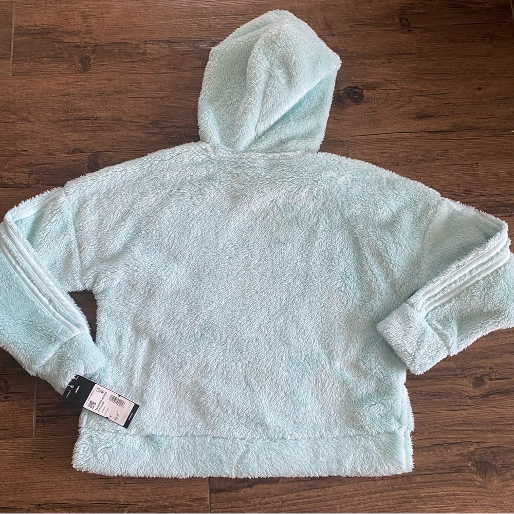 adidas Girls' Plush Light Blue Hooded Pullover nwt M(10-12) - Picture 6 of 10